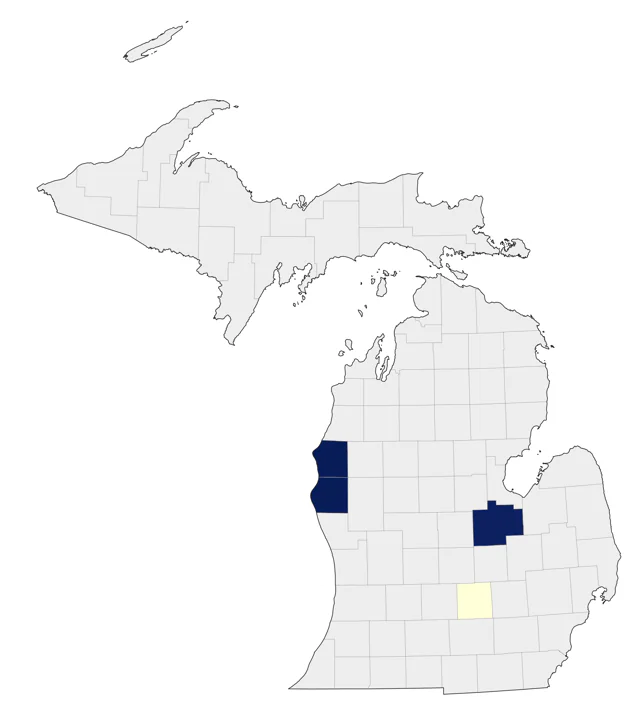 Wood Stork county map