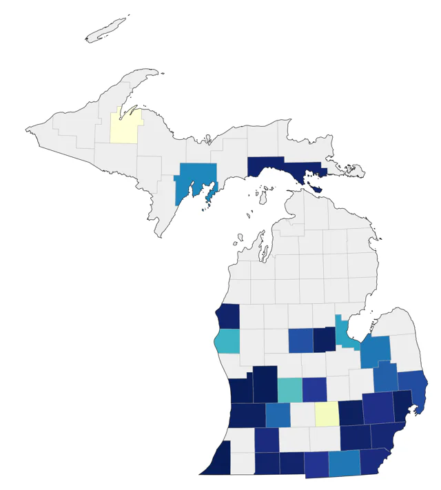 Worm-eating Warbler county map