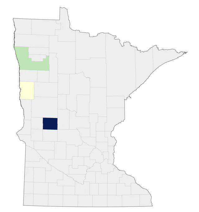 Baird's Sparrow county map