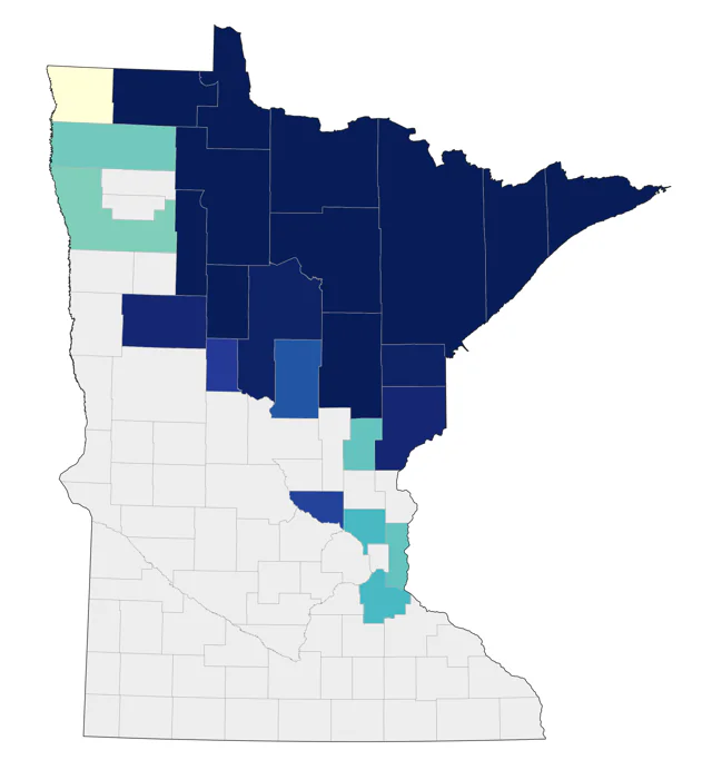 Black-backed Woodpecker county map