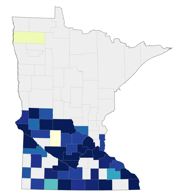 Black-necked Stilt county map
