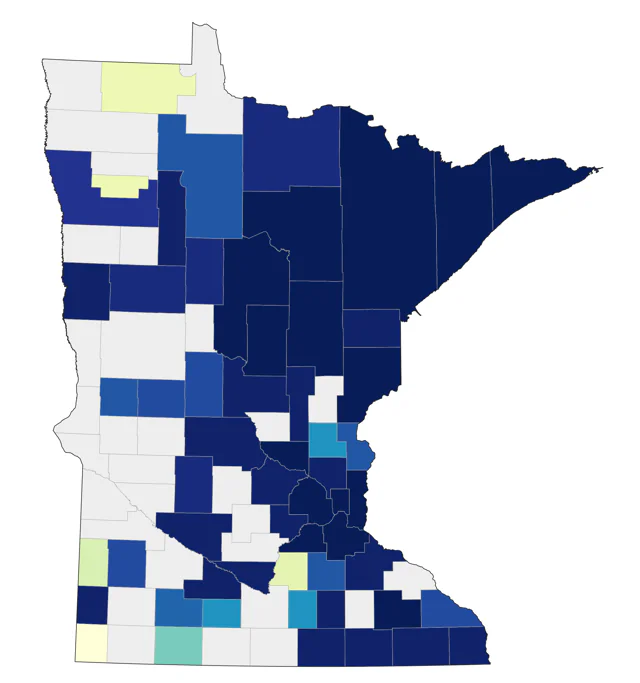 Black-throated Blue Warbler county map