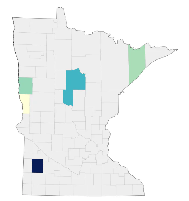 Black-throated Sparrow county map
