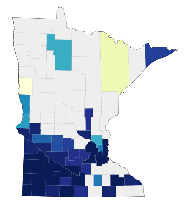 Blue Grosbeak county map