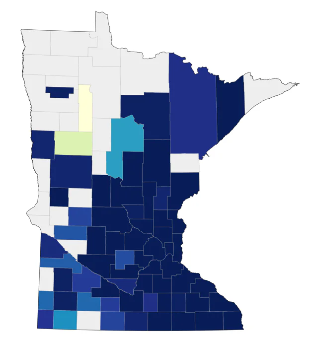 Blue-winged Warbler county map