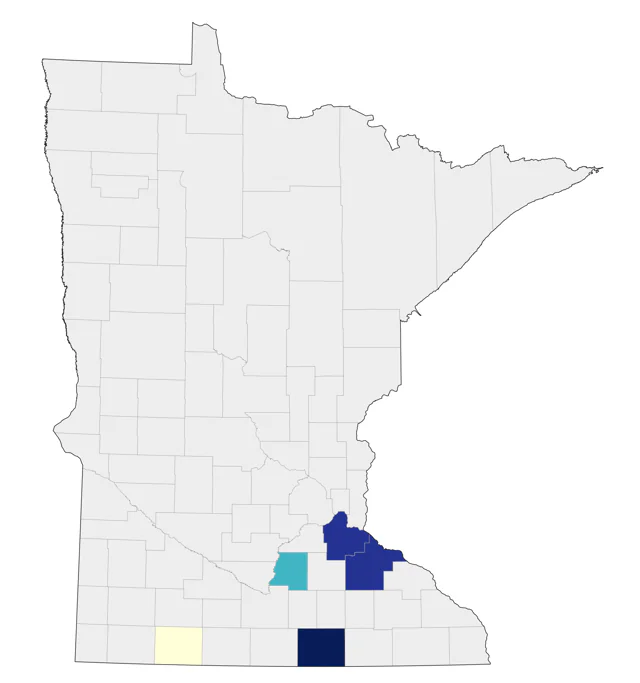 Brown Pelican county map