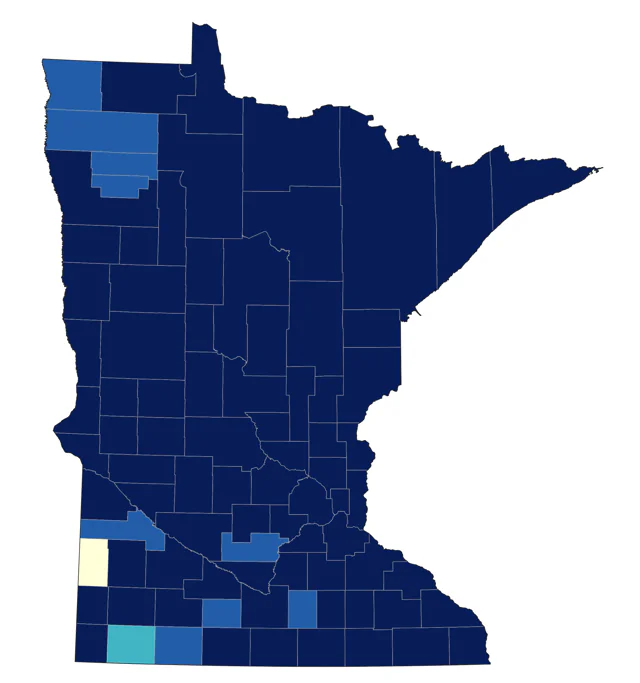 Golden-crowned Kinglet county map