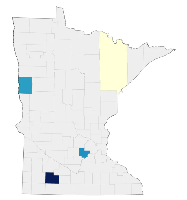 Green-tailed Towhee county map