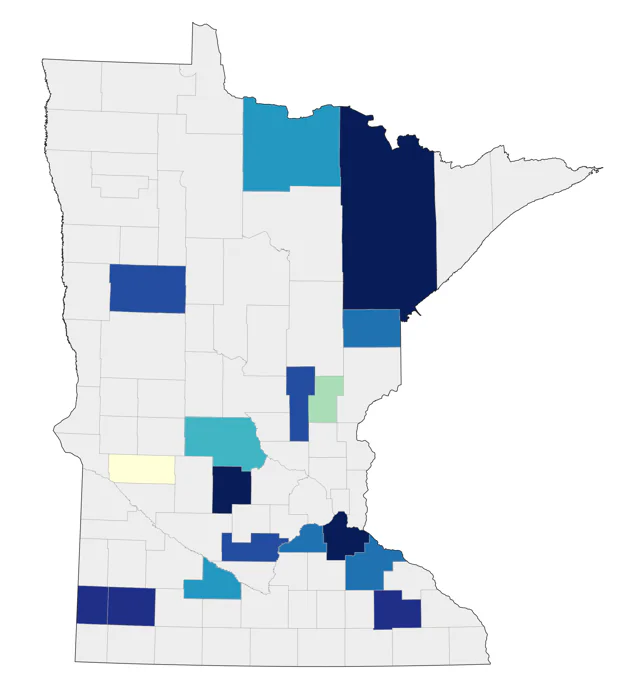 Helmeted Guineafowl county map