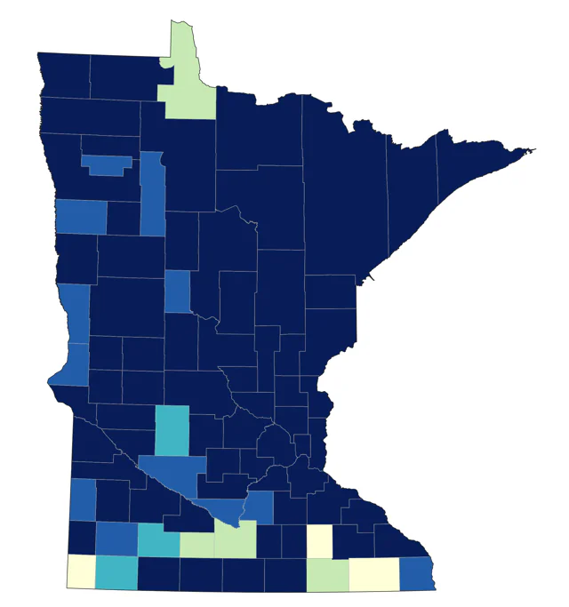 Horned Grebe county map