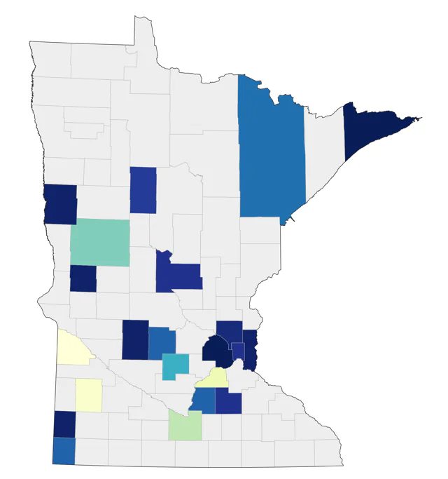 Lazuli Bunting county map