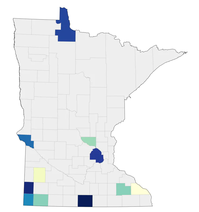 Least Tern county map