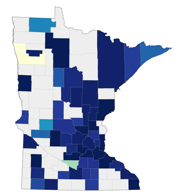Lesser Black-backed Gull county map