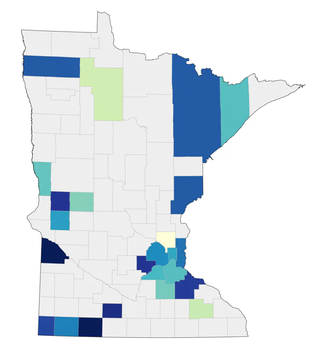 Little Blue Heron county map