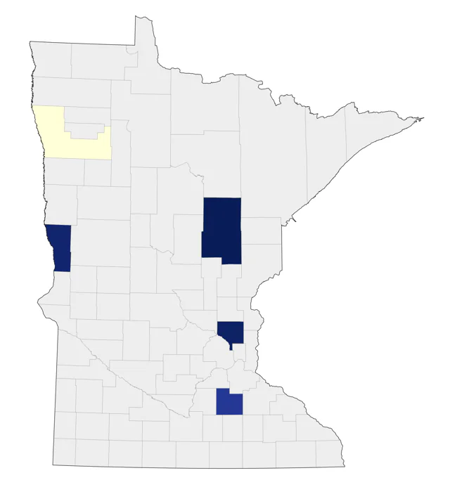 Long-billed Curlew county map