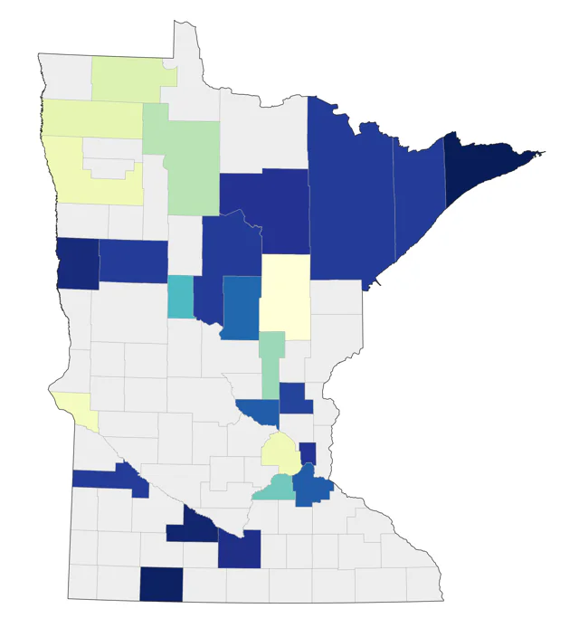 Mountain Bluebird county map