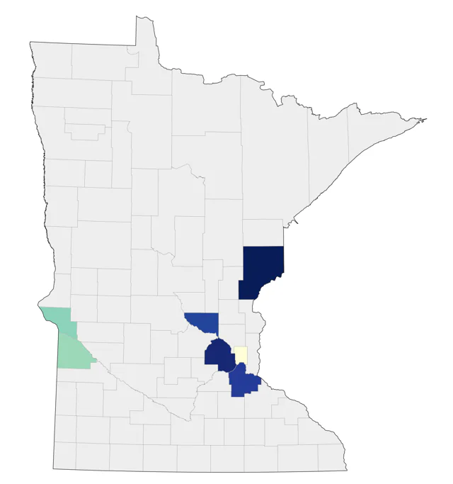 Neotropic Cormorant county map