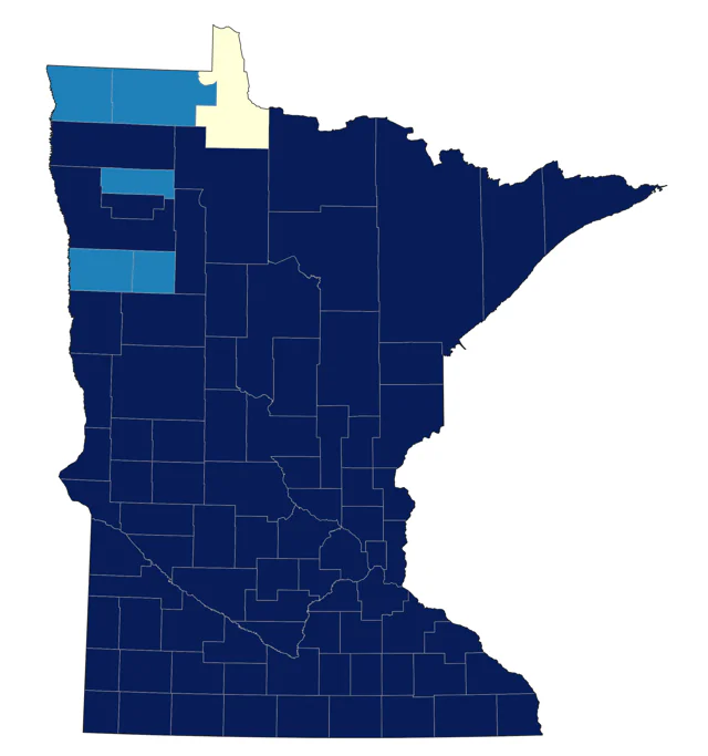 Northern Cardinal county map