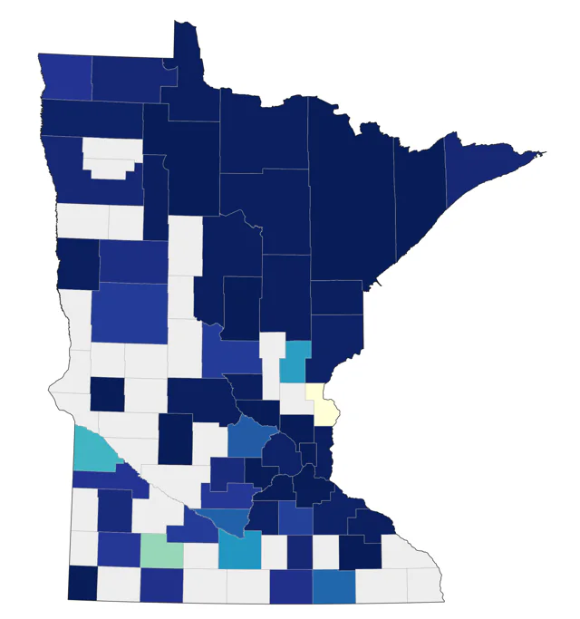 Northern Mockingbird county map