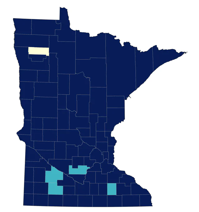 Northern Waterthrush county map