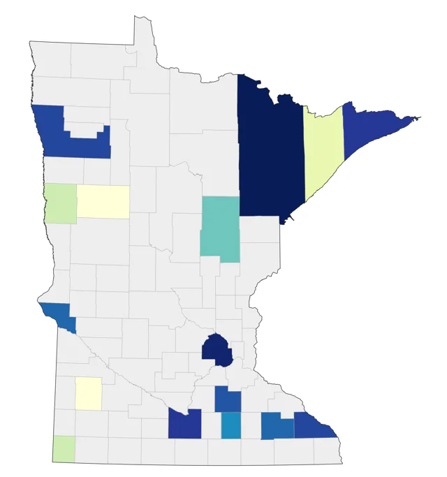 Painted Bunting county map