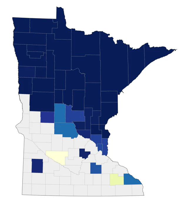 Pine Grosbeak county map