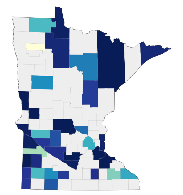 Piping Plover county map