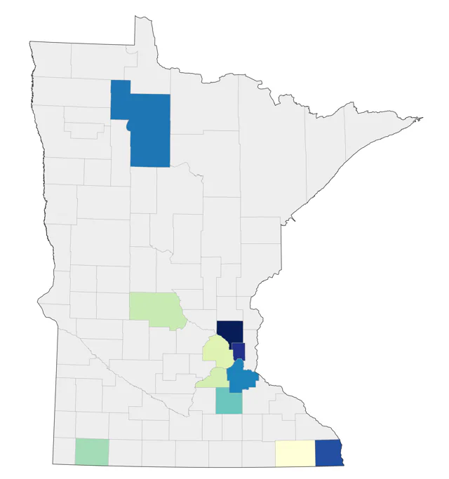 Prairie Warbler county map