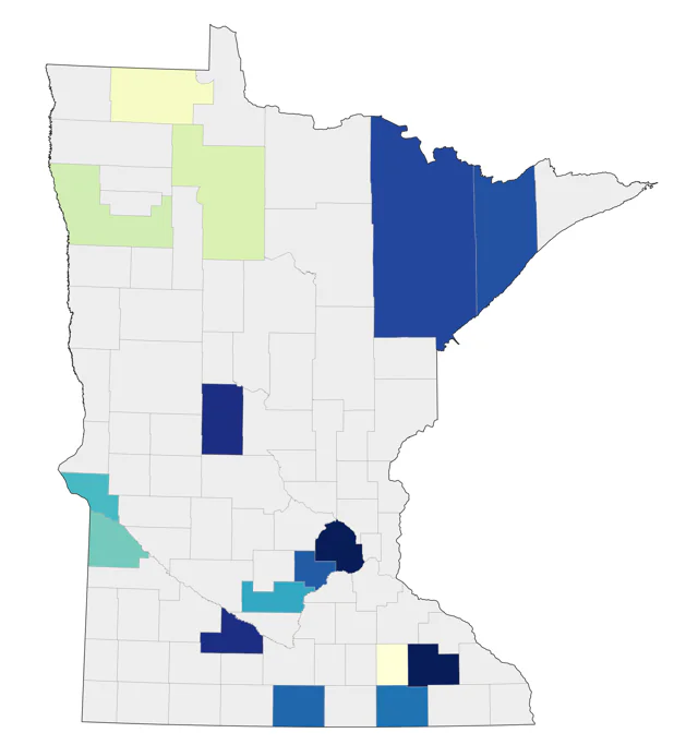 Red Phalarope county map