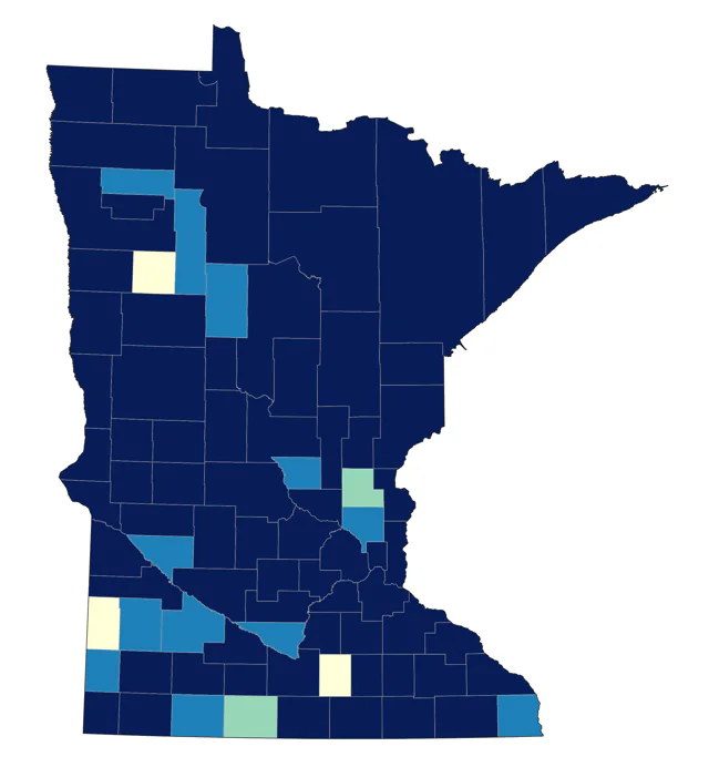 Snow Bunting county map