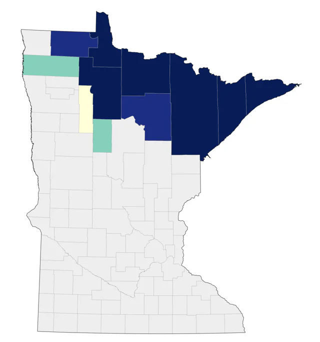 Spruce Grouse county map