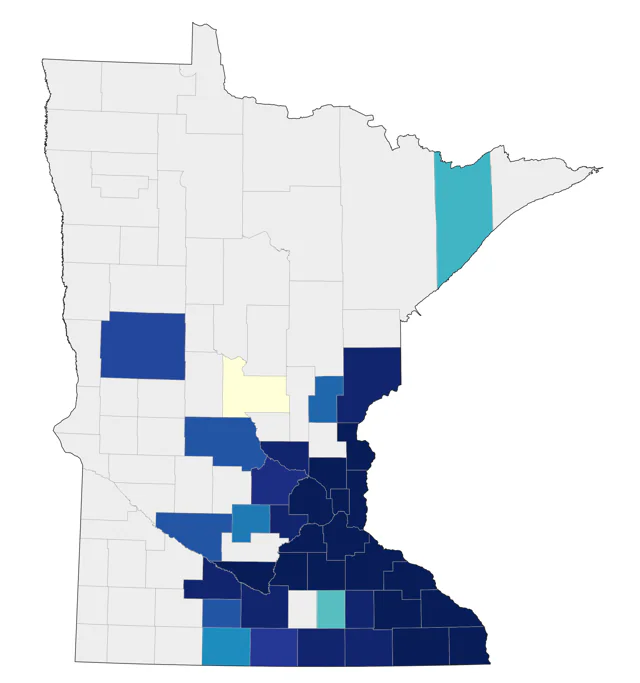 Tufted Titmouse county map