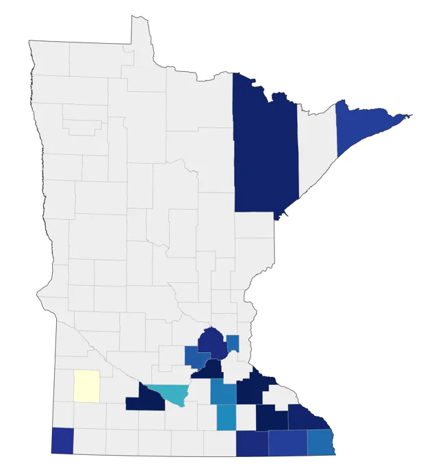 White-eyed Vireo county map