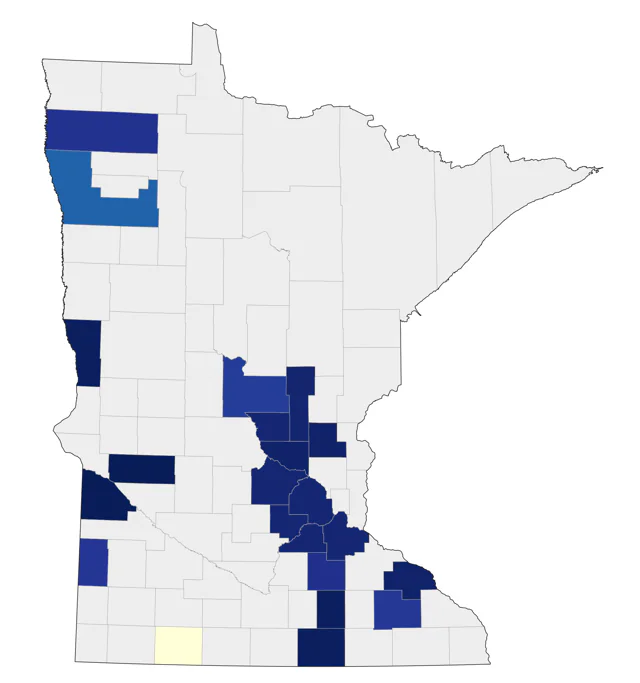 Whooping Crane county map