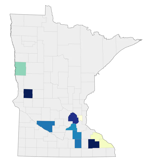 Worm-eating Warbler county map