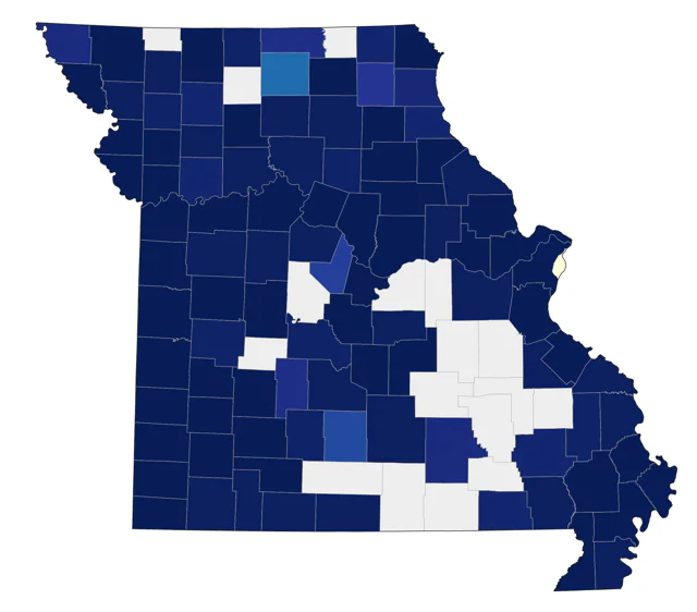 American Pipit county map
