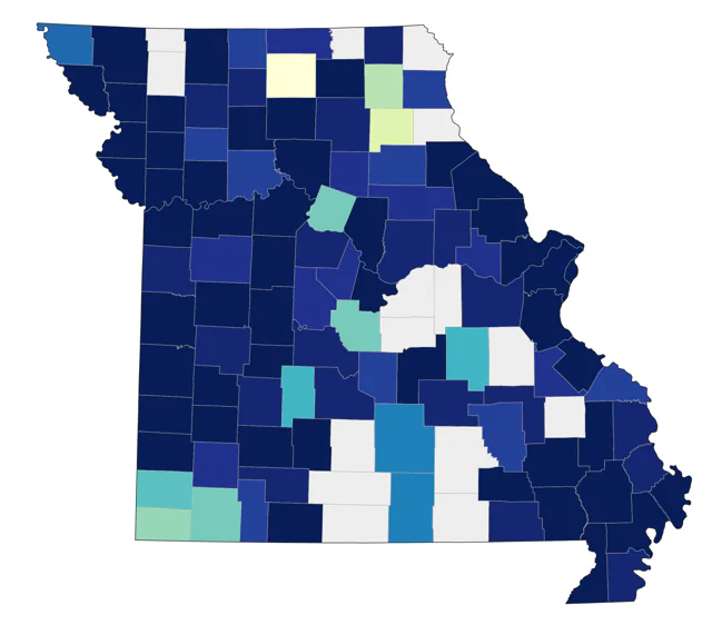 American Wigeon county map