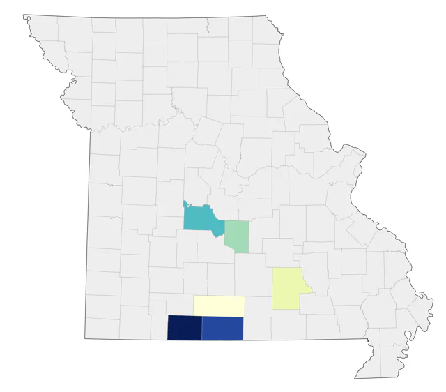 Bachman's Sparrow county map