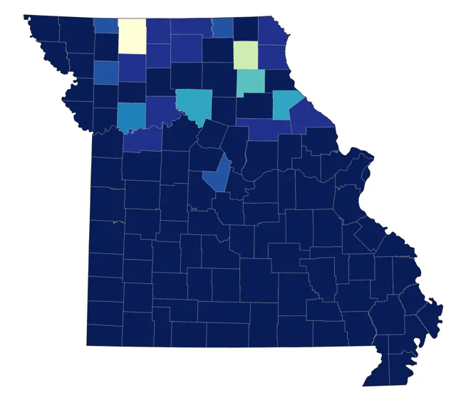 Black-and-white Warbler county map