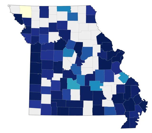 Black-crowned Night Heron county map