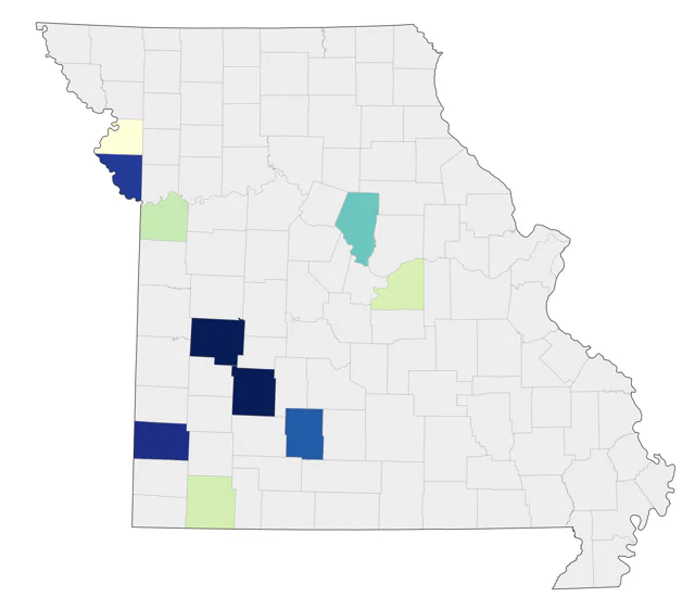 Black-headed Grosbeak county map