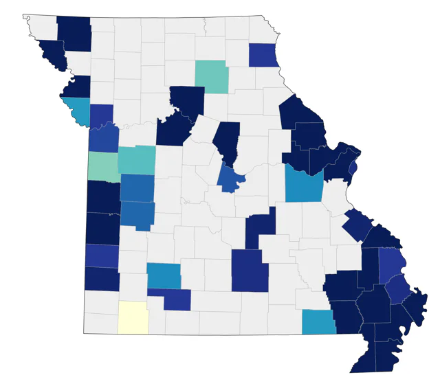 Black-necked Stilt county map