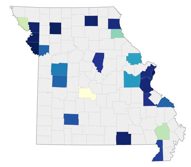 Black-throated Blue Warbler county map