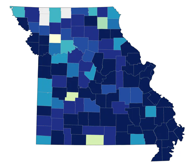 Black-throated Green Warbler county map