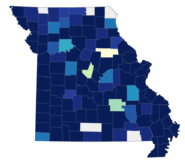 Blackpoll Warbler county map