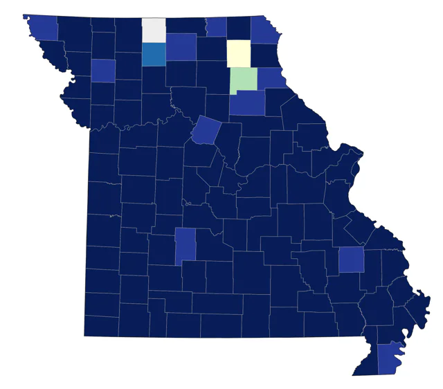 Blue Grosbeak county map