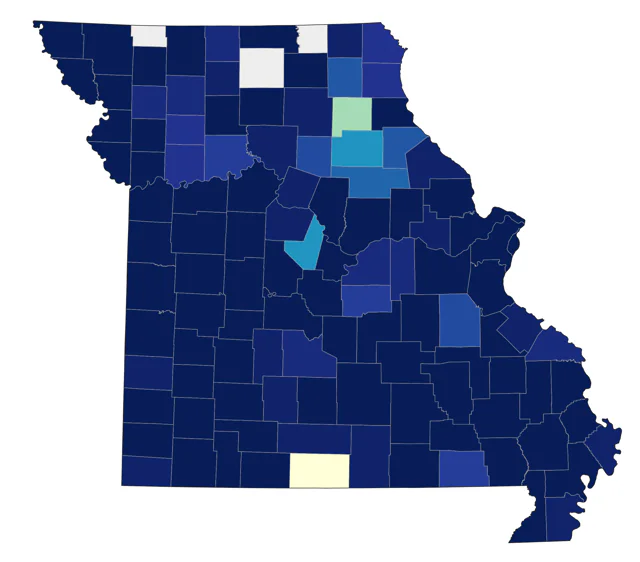 Blue-headed Vireo county map