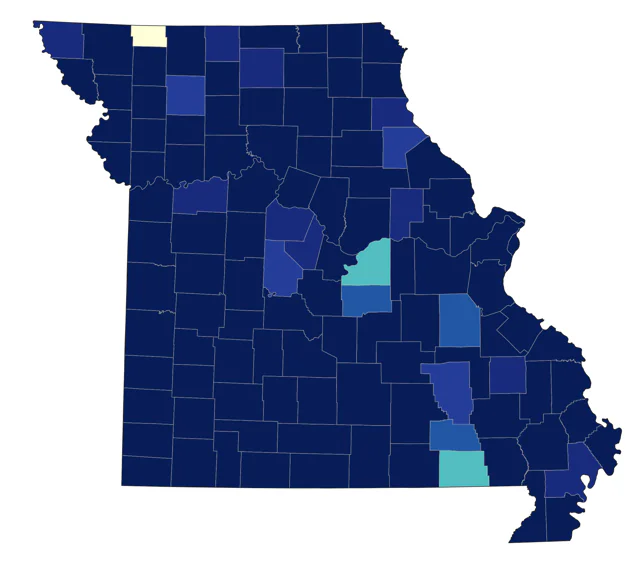 Blue-winged Teal county map