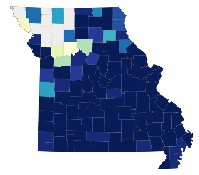Blue-winged Warbler county map