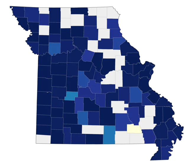 Brewer's Blackbird county map